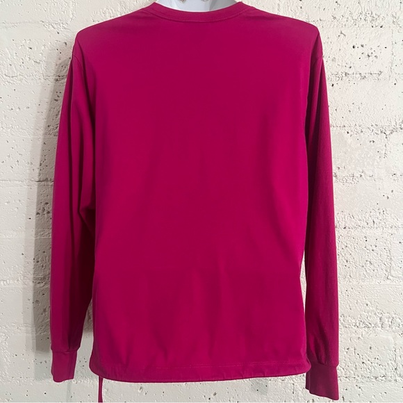 Nike Womens Athletic Top M Pink Zebra Swoosh Cinched Waist Long Sleeve Cotton C8 - Picture 4 of 5